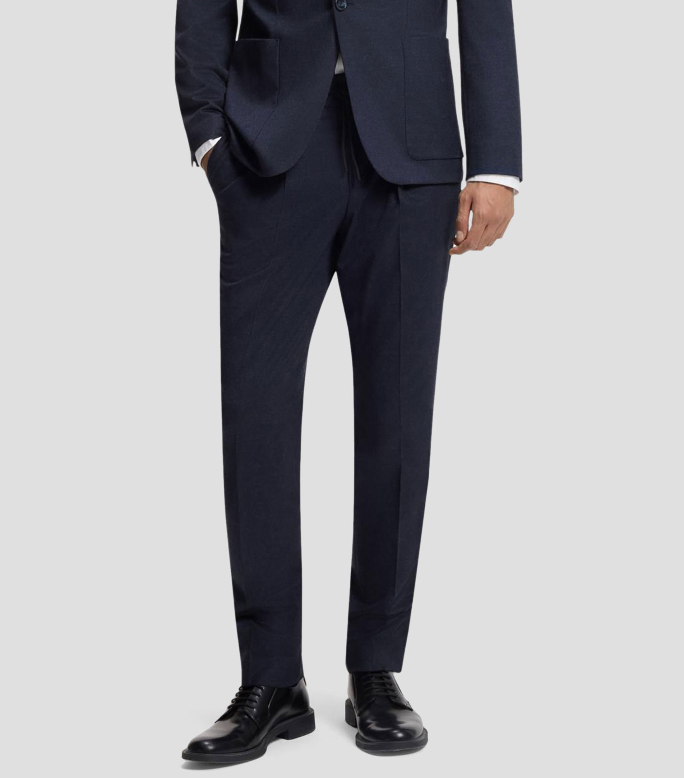 Pantalones slim fit en franela elástica jaspeada Hombre